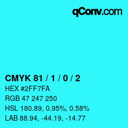 颜色代码: CMYK 81 / 1 / 0 / 2 | qconv.com