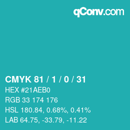 Color code: CMYK 81 / 1 / 0 / 31 | qconv.com