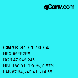 颜色代码: CMYK 81 / 1 / 0 / 4 | qconv.com