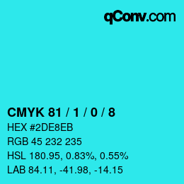 Color code: CMYK 81 / 1 / 0 / 8 | qconv.com