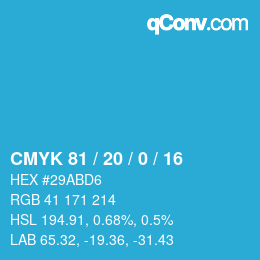 Color code: CMYK 81 / 20 / 0 / 16 | qconv.com