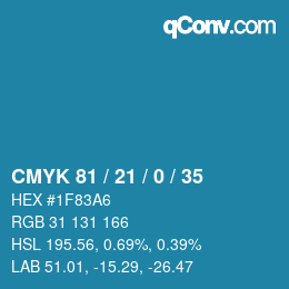 Color code: CMYK 81 / 21 / 0 / 35 | qconv.com