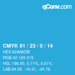 颜色代码: CMYK 81 / 23 / 0 / 14 | qconv.com