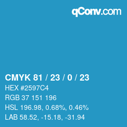 Color code: CMYK 81 / 23 / 0 / 23 | qconv.com