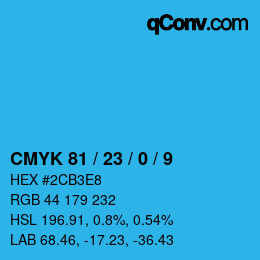 Color code: CMYK 81 / 23 / 0 / 9 | qconv.com