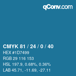 Color code: CMYK 81 / 24 / 0 / 40 | qconv.com
