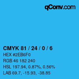 カラーコード: CMYK 81 / 24 / 0 / 6 | qconv.com