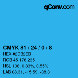 颜色代码: CMYK 81 / 24 / 0 / 8 | qconv.com