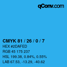 Color code: CMYK 81 / 26 / 0 / 7 | qconv.com
