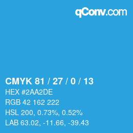カラーコード: CMYK 81 / 27 / 0 / 13 | qconv.com