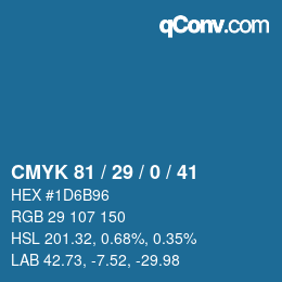 Farbcode: CMYK 81 / 29 / 0 / 41 | qconv.com