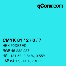 カラーコード: CMYK 81 / 2 / 0 / 7 | qconv.com