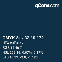 カラーコード: CMYK 81 / 32 / 0 / 72 | qconv.com