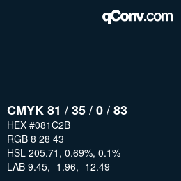 Color code: CMYK 81 / 35 / 0 / 83 | qconv.com