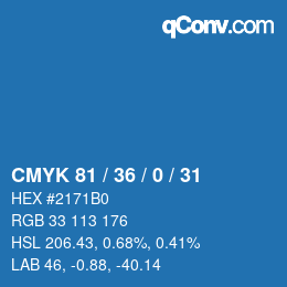 颜色代码: CMYK 81 / 36 / 0 / 31 | qconv.com