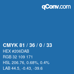 Code couleur: CMYK 81 / 36 / 0 / 33 | qconv.com