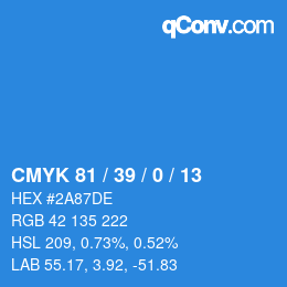 Código de color: CMYK 81 / 39 / 0 / 13 | qconv.com