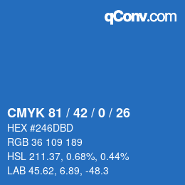颜色代码: CMYK 81 / 42 / 0 / 26 | qconv.com