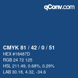 Color code: CMYK 81 / 42 / 0 / 51 | qconv.com