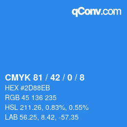 カラーコード: CMYK 81 / 42 / 0 / 8 | qconv.com