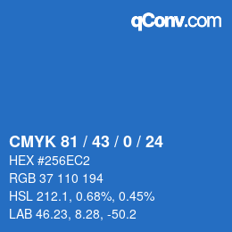 Color code: CMYK 81 / 43 / 0 / 24 | qconv.com
