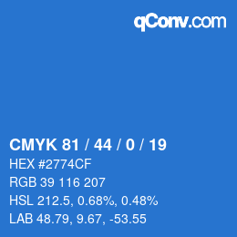 Color code: CMYK 81 / 44 / 0 / 19 | qconv.com