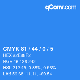 Color code: CMYK 81 / 44 / 0 / 5 | qconv.com