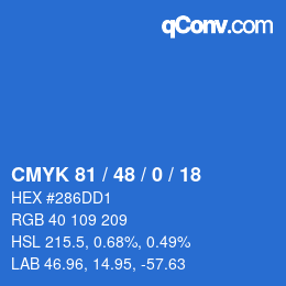 カラーコード: CMYK 81 / 48 / 0 / 18 | qconv.com