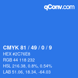 颜色代码: CMYK 81 / 49 / 0 / 9 | qconv.com