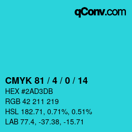 Color code: CMYK 81 / 4 / 0 / 14 | qconv.com