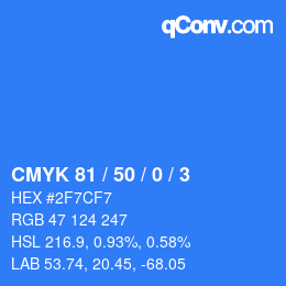 颜色代码: CMYK 81 / 50 / 0 / 3 | qconv.com