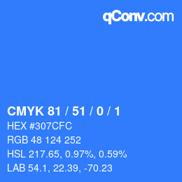 Color code: CMYK 81 / 51 / 0 / 1 | qconv.com