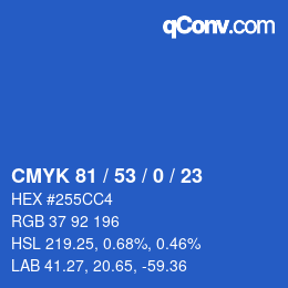 Color code: CMYK 81 / 53 / 0 / 23 | qconv.com