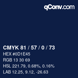 Color code: CMYK 81 / 57 / 0 / 73 | qconv.com