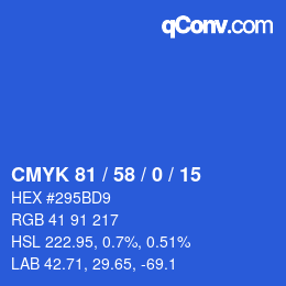 Color code: CMYK 81 / 58 / 0 / 15 | qconv.com