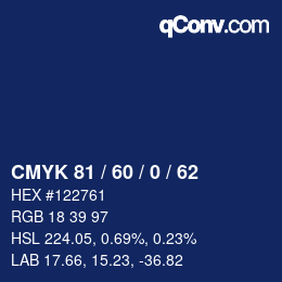 カラーコード: CMYK 81 / 60 / 0 / 62 | qconv.com