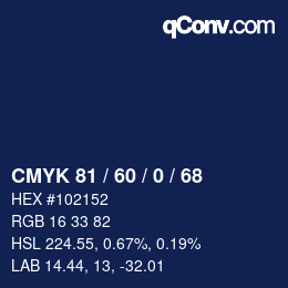 Color code: CMYK 81 / 60 / 0 / 68 | qconv.com