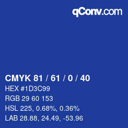 Color code: CMYK 81 / 61 / 0 / 40 | qconv.com