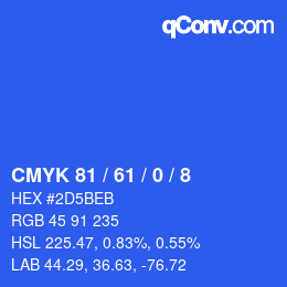 カラーコード: CMYK 81 / 61 / 0 / 8 | qconv.com