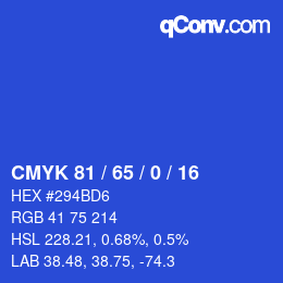 颜色代码: CMYK 81 / 65 / 0 / 16 | qconv.com