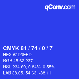 颜色代码: CMYK 81 / 74 / 0 / 7 | qconv.com