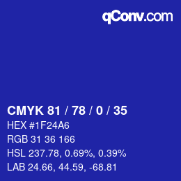 カラーコード: CMYK 81 / 78 / 0 / 35 | qconv.com