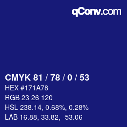 Código de color: CMYK 81 / 78 / 0 / 53 | qconv.com
