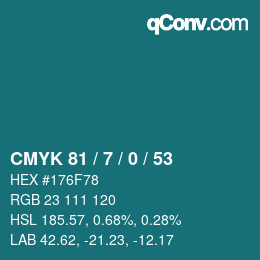 Color code: CMYK 81 / 7 / 0 / 53 | qconv.com