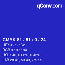 Color code: CMYK 81 / 81 / 0 / 24 | qconv.com