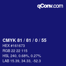 カラーコード: CMYK 81 / 81 / 0 / 55 | qconv.com