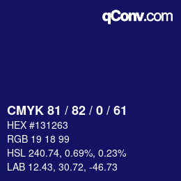 Color code: CMYK 81 / 82 / 0 / 61 | qconv.com