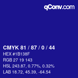 Código de color: CMYK 81 / 87 / 0 / 44 | qconv.com