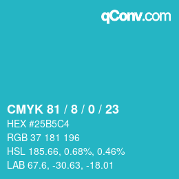 Color code: CMYK 81 / 8 / 0 / 23 | qconv.com