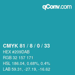 カラーコード: CMYK 81 / 8 / 0 / 33 | qconv.com